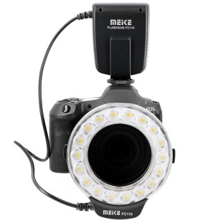 Makro Ringblitz & Ringleuchte für Sony Kameras mit Mittenkontakt Meike FC-110 LED